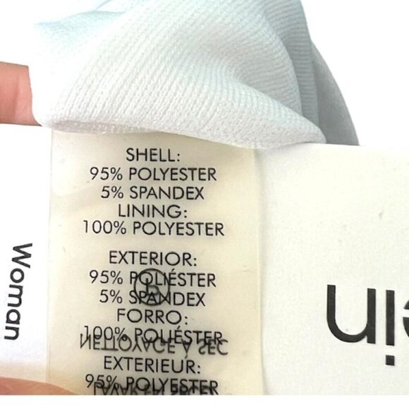 Calvin Klein Womens Blue Green Print Faux Wrap Sheath Dress Sz 16 W New - Picture 6 of 10